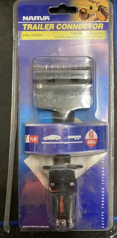7 Pin Flat Socket on Car to 6 Pin Small Round Plug on Trailer